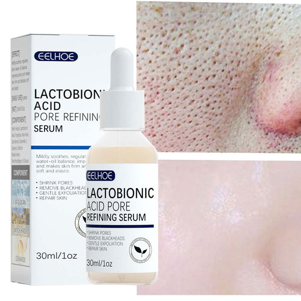 Lactobionic Acid Pore Shrink Face Serum Hyaluronic Acid Moisturizing Nourishing Essence Firming Brighten Beauty Korean Cosmetics