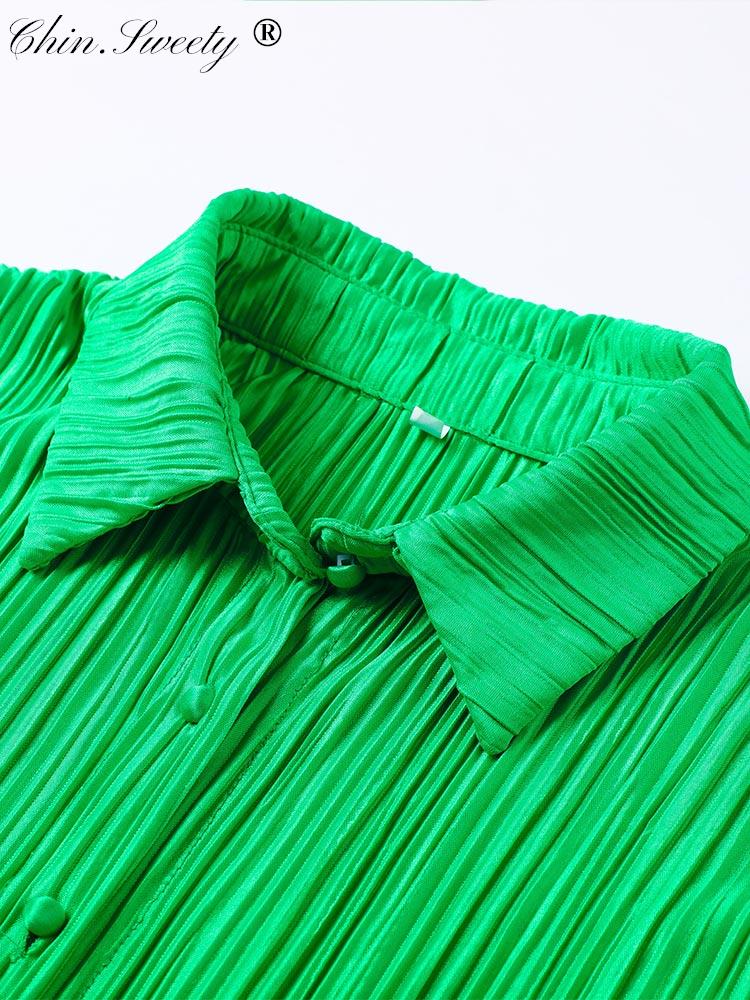 Sexy Green Pleated Women&