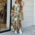 2022 New Long Shirt Dress Women Single Breasted Button Lapel Long Sleeve Dress Spring Summer Letter Print Oversized Robe Dresses