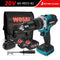 WOSAI 20V Brushless Electric Drill 20 Torque 115NM Cordless Screwdriver Li-ion Battery Electric Power Screwdriver Drill