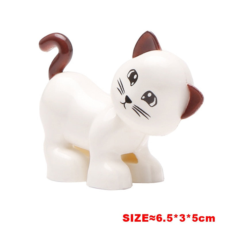 Big Building Block Accessories Chicken Duck Dog Cat Bird Cattle Sheep Zebra Rhinoceros Insect Zoo Series DIY Duploes Toy Gift