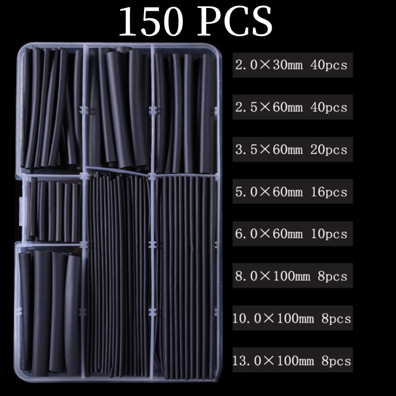 140/150 PCS Boxed 2:1 Times Shrink Electronic DIY Heat Shrink Tube Set Thermoresistant Tube Wire Connection Insulated Polyolefin