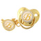 Name Initial Letter Baby Pacifier and Pacifier Clips BPA Free Silicone Infant Nipple Gold Bling Newborn Dummy Soother