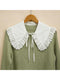 Royal Style Cotton Fake Collar Shawl Wrap Hollow Out Floral Lace Ruffled Trim Necklace Pointed Triangle Lapel Blouse