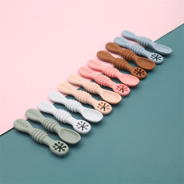 Baby Meal Spoon Set Food Grade Silicone Sticky Spoon Children Sticky Spoon Soup Spoon Fruit Color Silicone Training Spoon