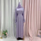 Muslim Fashion Women Islamic Satin Dress Hijab Arabic Pleated Abaya Dubai Balloon Sleeve with Ribbon Eid Mubarak Turkish Dresses