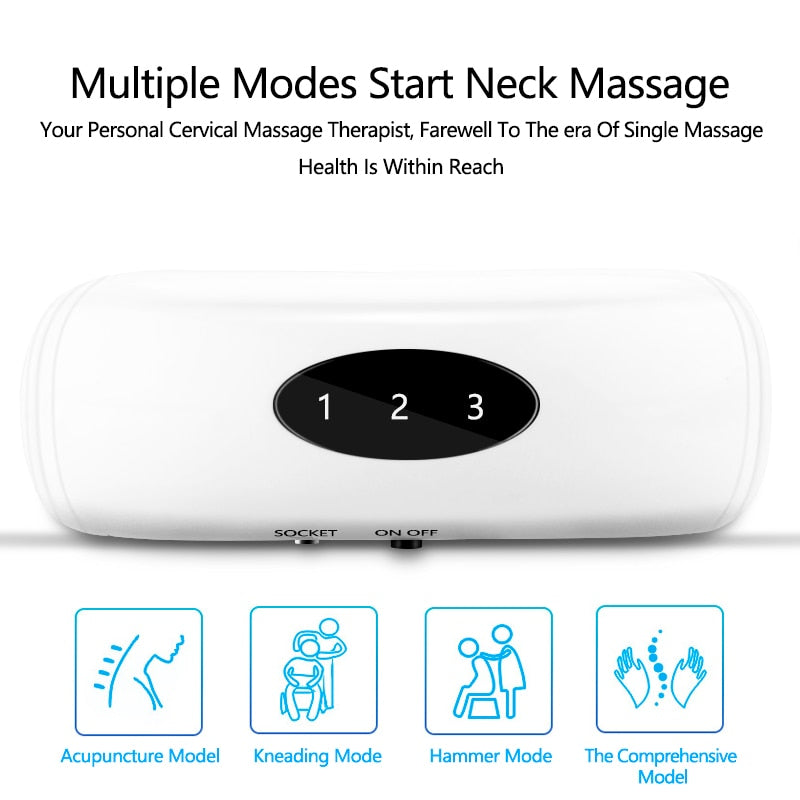Electric Neck Massager &amp; Pulse Back 6 Modes Power Control Far Infrared Heating Pain Relief Tool Health Care Relaxation Machine