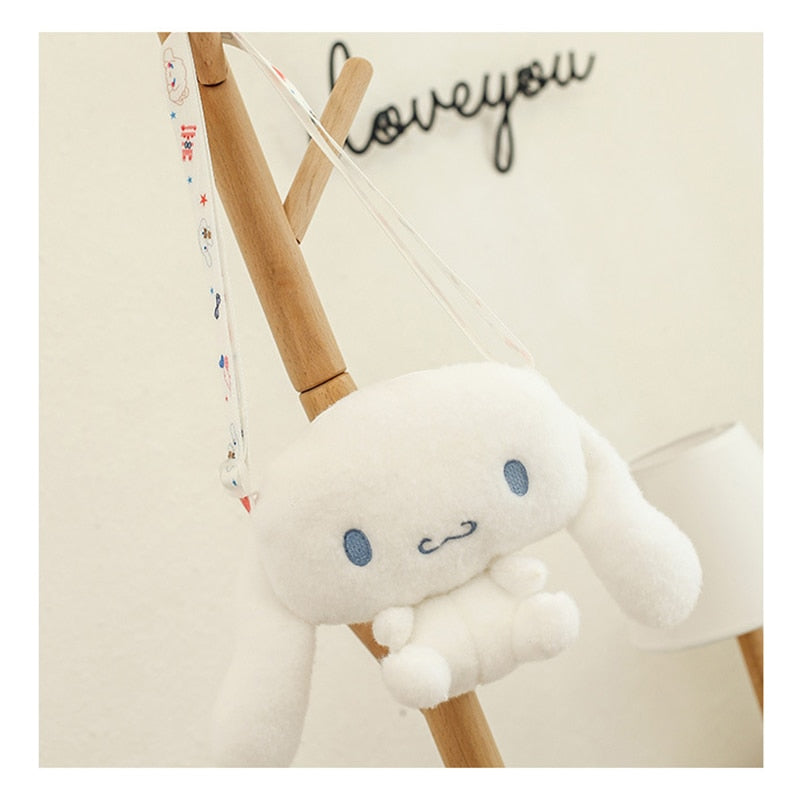 New Kawaii Sanrioed My Melody Cinnamoroll Cartoon Plush Bag Anime Soft Stuffed Animals Plushie Backpack Girls Doll Toys Gifts