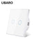 UBARO Eu AC100-240V Tempered Black White Crystal Glass Touch Switch Panel Wall Light Sensor Button 1/2/3 Gang 10A Interruptor