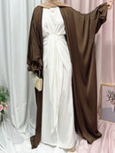 Ramadan Eid Fashion Puff Sleeve Muslim Abayas Robe Musulmane Abaya Elegant Silky Muslim Arab Worship Service Clothing Wy824