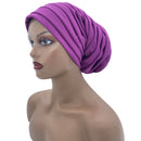 Candy Color Ladies Head Wraps Muslim Hijab Bonnets Fashion Headgear Trending Elastic Full Body Pleated Turban Cap for Women