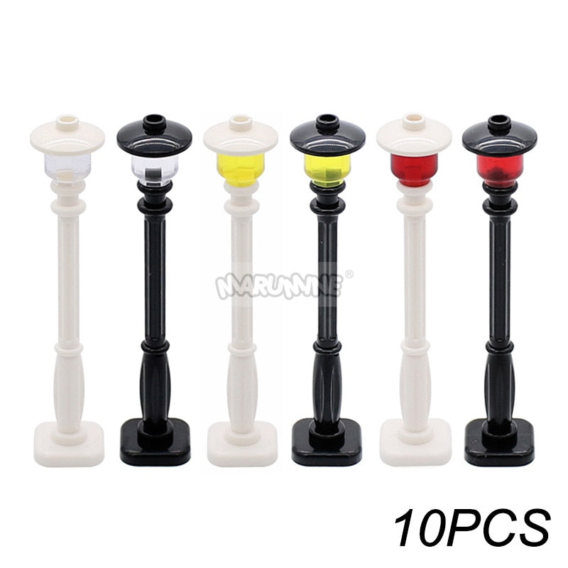 Marumine Traffic Road Sign Light Lamp Block Brick City Street View Accessories Signpost Barrier Speed Limit Indicator Warning