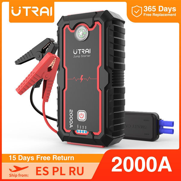 UTRAI Power Bank  2000A Jump Starter Portable Charger Car Booster 12V Auto Starting Device Emergency Car Battery Starter