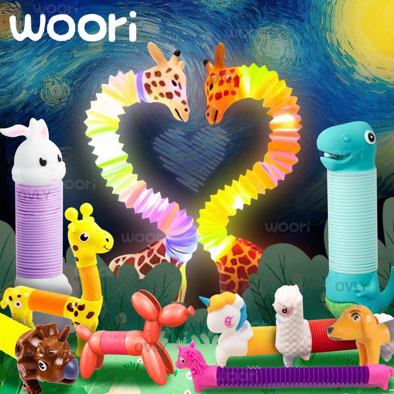 3D Pop Tube Silicone Alpaca Unicorn Push It Bubble Balls Decompression Pipe Anti-stress Vent Fidget Toys for Kids Adults Gifts