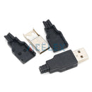 10pcs Type A Male Female USB 4 Pin Plug Socket Connector With Black Plastic Cover Type-A DIY Kits