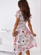 2022 Summer Balck White Print Dress Women Short Sleeve A-Line Midi Dress With Belt Bandage Party Dresses Vestidos Mujer Verano