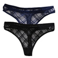 2PCS/Set Lace Sexy G-String Thongs Transparent Women&#39;s panties Low-Waist Female Underpants Mesh Perspective Briefs Lingerie M-XL