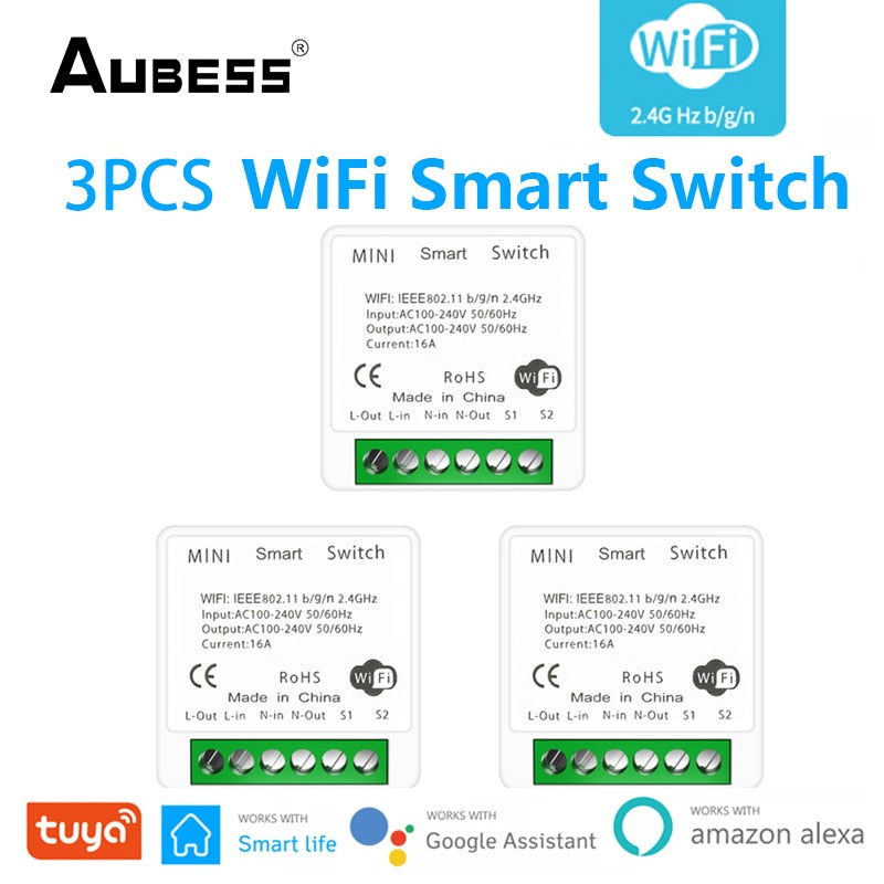 Tuya Zigbee / Wifi MINI Smart Switch 2 Way Control 16A Switch Tuya Smart Home Automation Sensor Works With Alexa Google Home