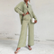 Summer Fashion Printed Loose Long Sleeves Shirts Straight Pants Two Piece Suits New Streetwear Women&