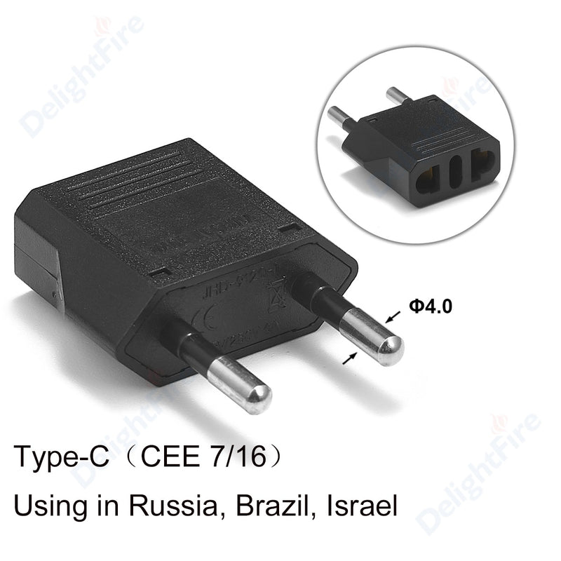 1-100pcs 4.0/4.8mm EU Plug Adapter EU US Israel To Euro KR BR Brazil Plug Converter American Travel Power Adapter Plug Socket