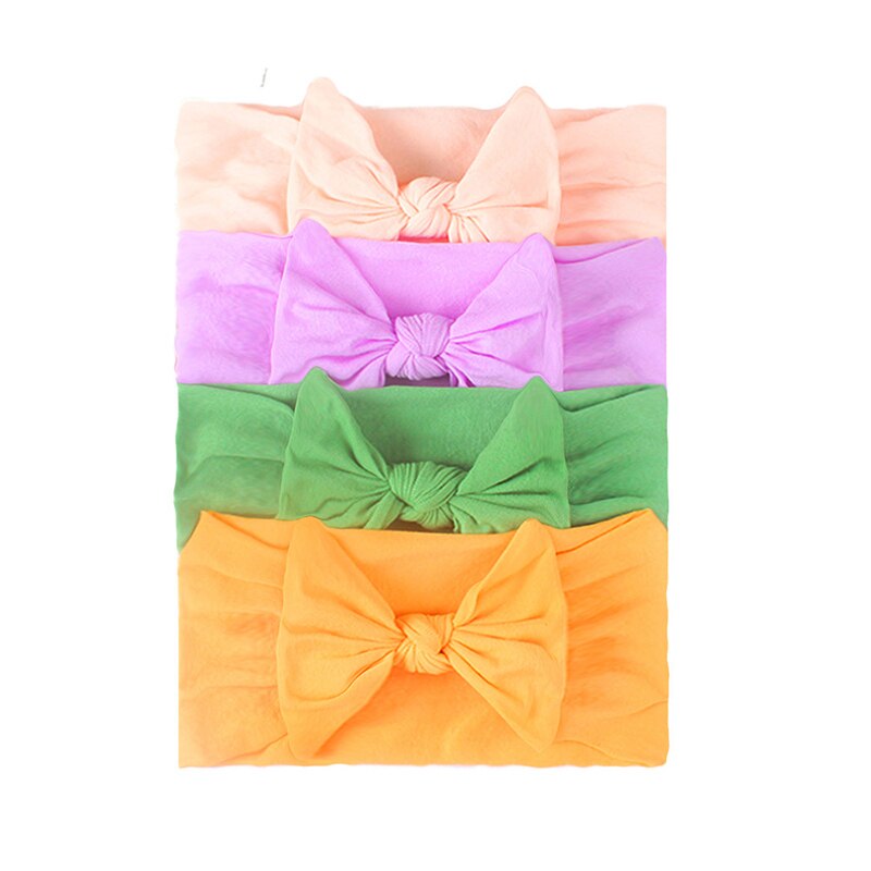 3/4/5/6Pcs/set Cute Bowknot Baby Headband Turban Solid Color Newborn Baby Girls Elastic Hair Bands Soft Nylon Hair Accessories