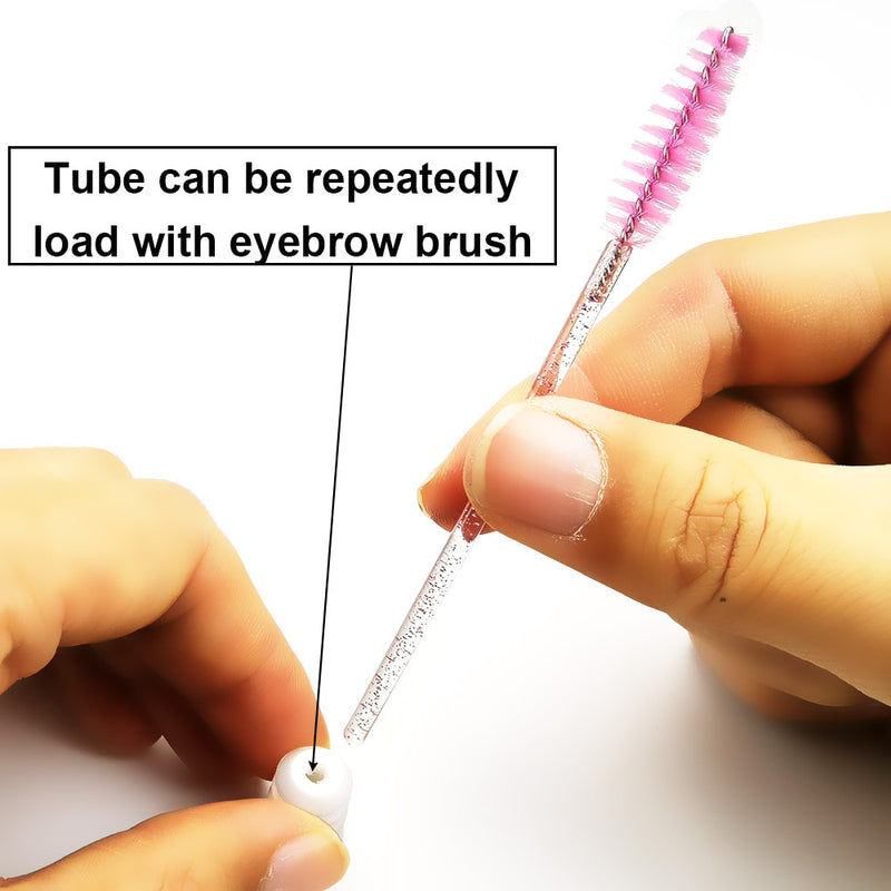 50pcs Reusable Eyelash Brush Tube Disposable Eyelash Wands Eyebrow Brush Replaceable Dust-proof Sparkling Broken Diamond Bottom