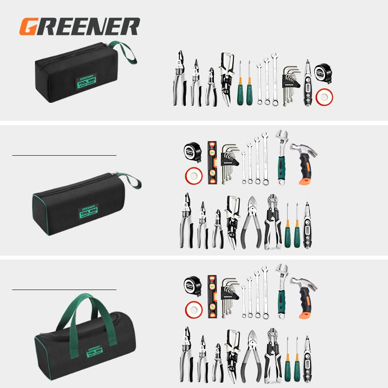 Greener Multi-Function Tool Bag Multi-Pocket Waterproof Anti-Fall Storage Bag 1680D Oxford Cloth Electrician Bag