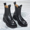 CXJYWMJL Plus Size Genuine Leather Women Chelsea Boots Elastic Band Platform Chimney Boot Ladies Autumn Booties Winter Warm Shoe