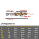 M3 M4 M5 M6 M8 M10 Tap Drill Titanium Plated Hex Shank HSS Screw Machine Compound Hand Tools Metric Thread Tap Drill Bits Set