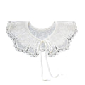 Royal Style Cotton Fake Collar Shawl Wrap Hollow Out Floral Lace Ruffled Trim Necklace Pointed Triangle Lapel Blouse