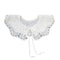 Royal Style Cotton Fake Collar Shawl Wrap Hollow Out Floral Lace Ruffled Trim Necklace Pointed Triangle Lapel Blouse