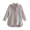 PB&amp;ZASpring 2022 Women&#39;s Versatile Long Sleeve Lapel Front Patch Pockets Side Slit Hem Buttoned Closure Linen Shirt