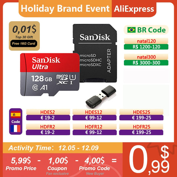Sandisk Ultra Micro SD 128GB 32GB 64GB 256GB 400GB 512GB 1TB Micro SD Card SD/TF Flash Card Memory Card 128 gb microSD for Phone