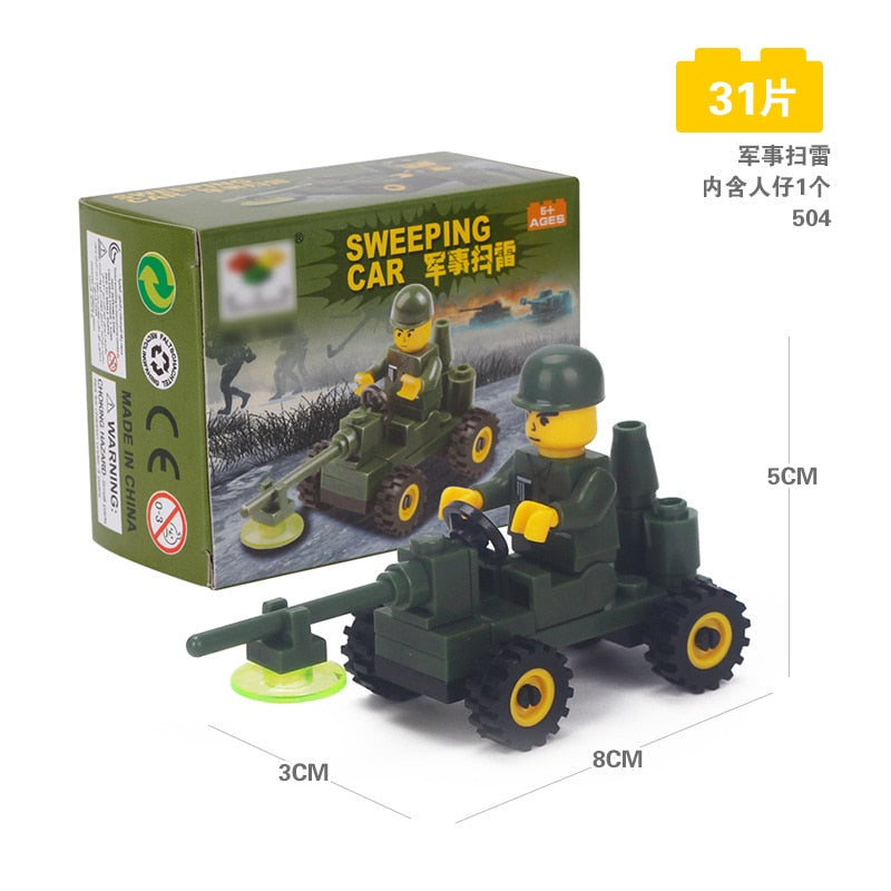 Mini Transportation tank plane Car Educational Assembled Models Building Blocks Compatible small Bricks toys for children