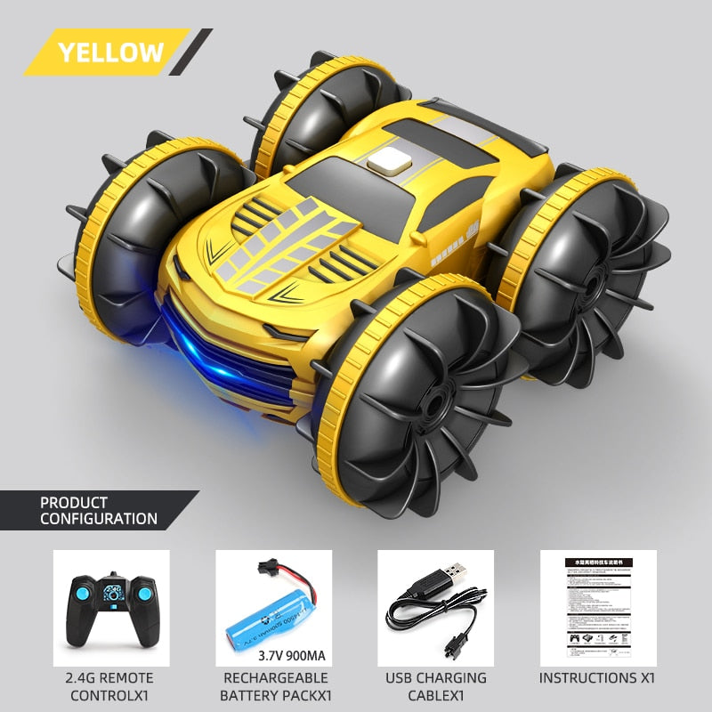 2in1 RC Car 2.4GHz Remote Control Boat Waterproof Radio Controlled Stunt Car 4WD Vehicle All Terrain Beach Pool Toys for Boys