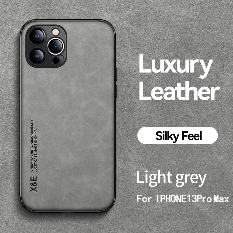 Ultra-thin Silky Feel Magnetic Phone Case For iPhone 13 11 12 14 Pro Max XS XR X 7 8Plus Luxury Texture Leather Protection Case