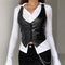 Xingqing y2k PU Leather Vest Vintage Aesthetic Women V Neck Sleeveless Button Tank Tops 2000s Dark Academia Tshirt Waistcoat