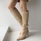 Taoffen Size 33-43 Women Genuine Leather Knee High Boots Pointed Toe Thin Heel Slip On Party Club Winter Ladies Footwear