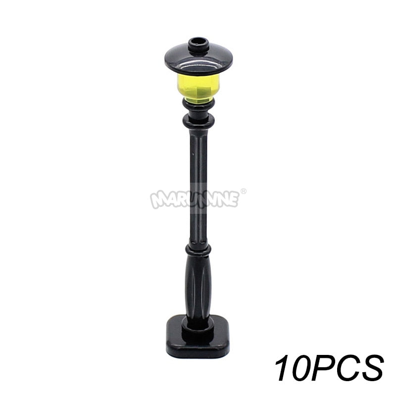 Marumine Traffic Road Sign Light Lamp Block Brick City Street View Accessories Signpost Barrier Speed Limit Indicator Warning