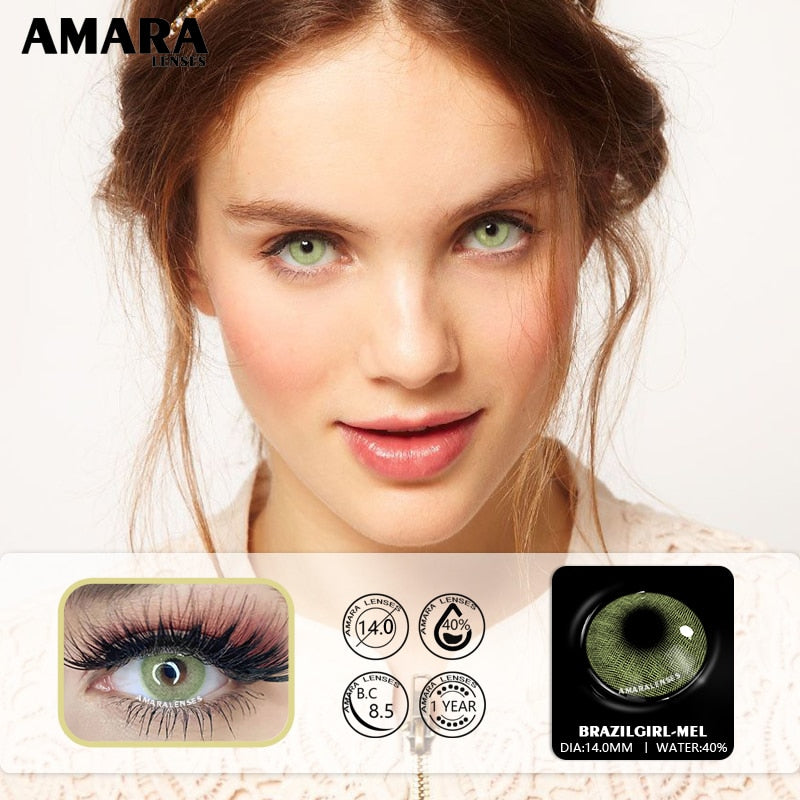 AMARA 1 Pair Color Contact Lenses for Eyes Natural Brown Lenses Beauty Fashion Monet Lense Blue Lenses Green Eye Contact