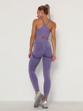 Women's Sets Skinny Tracksuit Breathable Bra Long Sleeve Top Seamless Outfits High Waist Push Up Leggings Gym Clothes Sport Suit