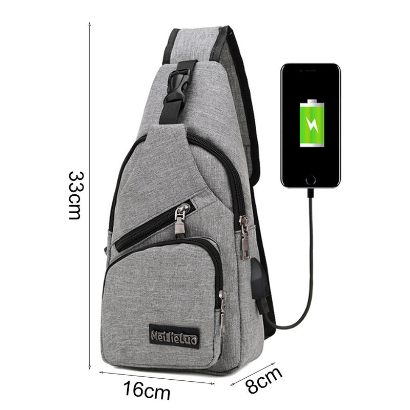 Men Anti Theft Chest Bag Shoulder Bags USB Charging Crossbody Package School Short Trip Messengers Bags Men&