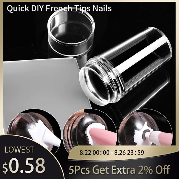 Transparent Nail Stamper with Scraper Jelly Silicone Stamp for French Nails Manicuring Kits Nail Art Stamping Tool