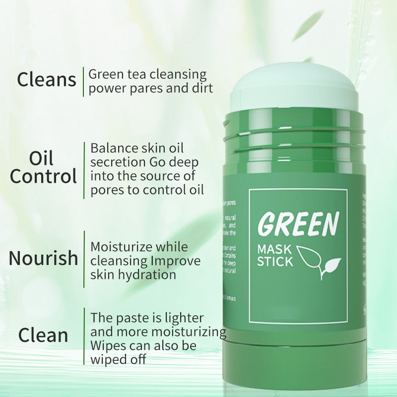 GZE Green Tea Mask Stick for Face Blackhead Remover Deep Pore Cleansing Brightening Facial Purifying Clean Matcha Clay Mud Musk