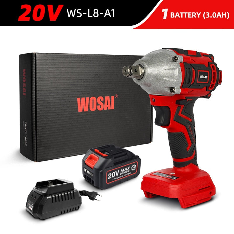 WOSAI 20V Cordless Brushless Electric Wrench Impact Wrench Socket Wrench 320N.m Li-ion Battery Hand Drill Installation