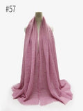 Pleated Plain Hijab Scarf Muslim Women Cotton Crinkle Headband Veil Scarves 2021 Fashion Islamic Headscarf Head Wraps Turban