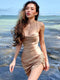 Dulzura Satin Women Strap Mini Dress Ruched Lace Up Cross Bandage Backless Bodycon Sexy Party Elegant 2020 Club Christmas Slim