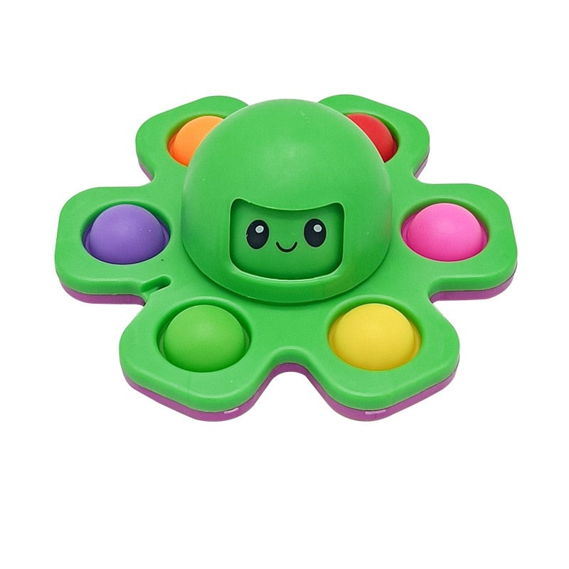 3IN1 Flip Octopus Poppit Toy Finger Spinner Toys Anti Stress Hand Fingertip Gyro Push Bubble Pop Change Face Poppit Toy Sensory