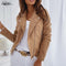 Autumn Winter New Long Sleeve Cowboy Wind Handsome Jacket Women Vintage Brown Color Slim Boyfriend Style Suede Jacket Coat 17079