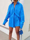 Casual Womem Yellow Lounge Wear Summer Tracksuit Shorts Set Long Sleeve Shirt Tops And Mini Shorts Suit 2021 New Two Piece Set